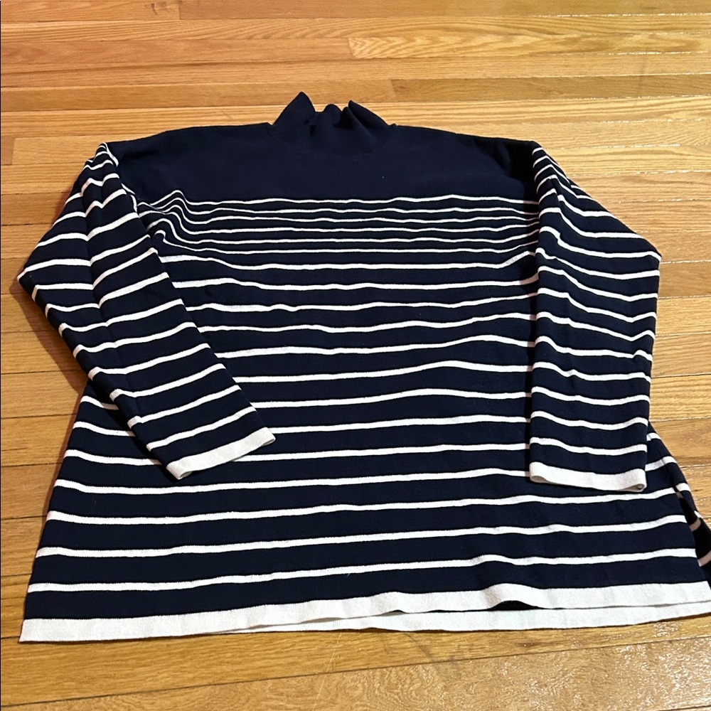 Ann Taylor Turtleneck Sweater - Navy and White Stripes